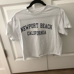 White Newport Beach T Short Crop Top